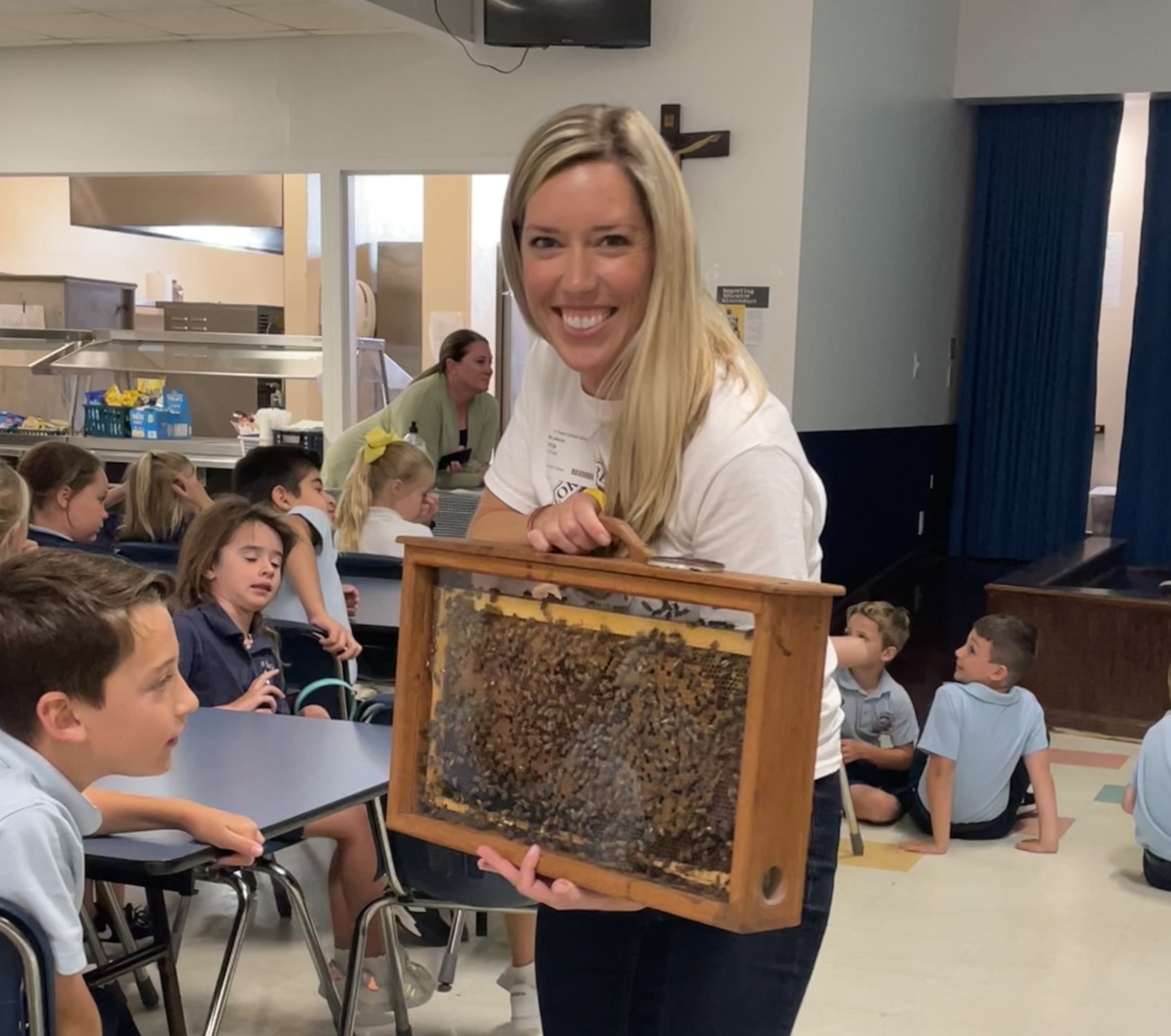 Students engaged during a live classroom bee presentation